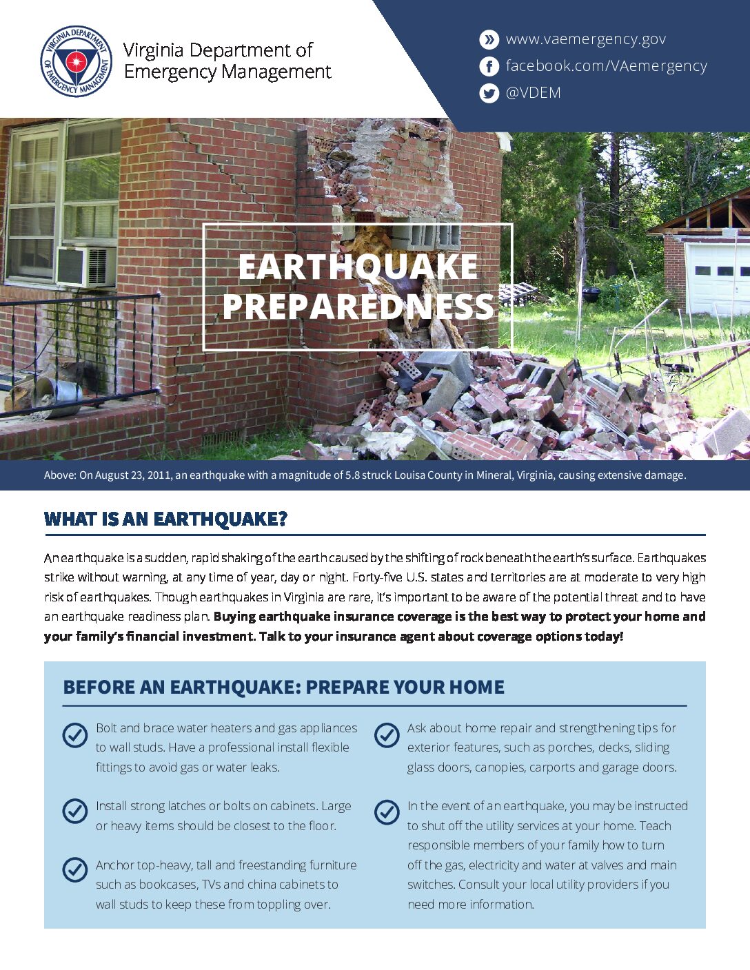 Great ShakeOut Earthquake Drills | VDEM